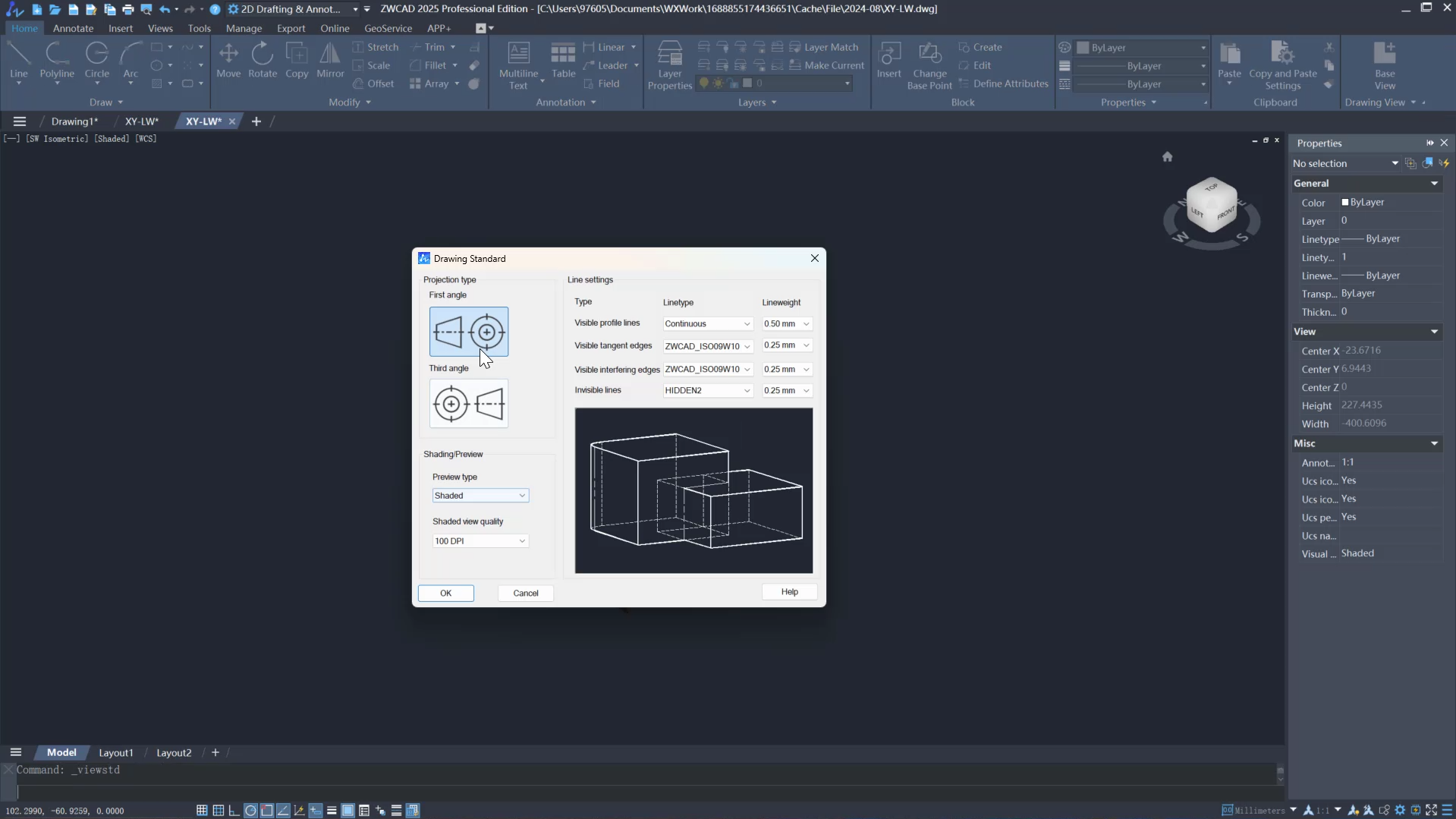 Set up Drawing View