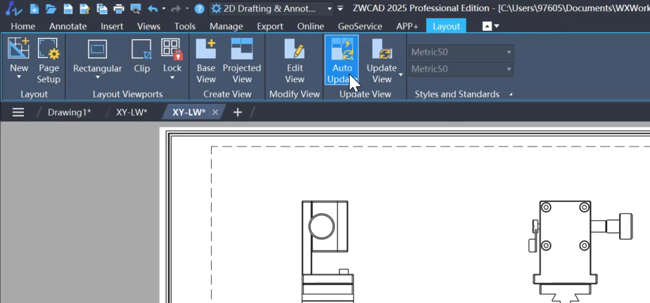 Drawing View Auto Update