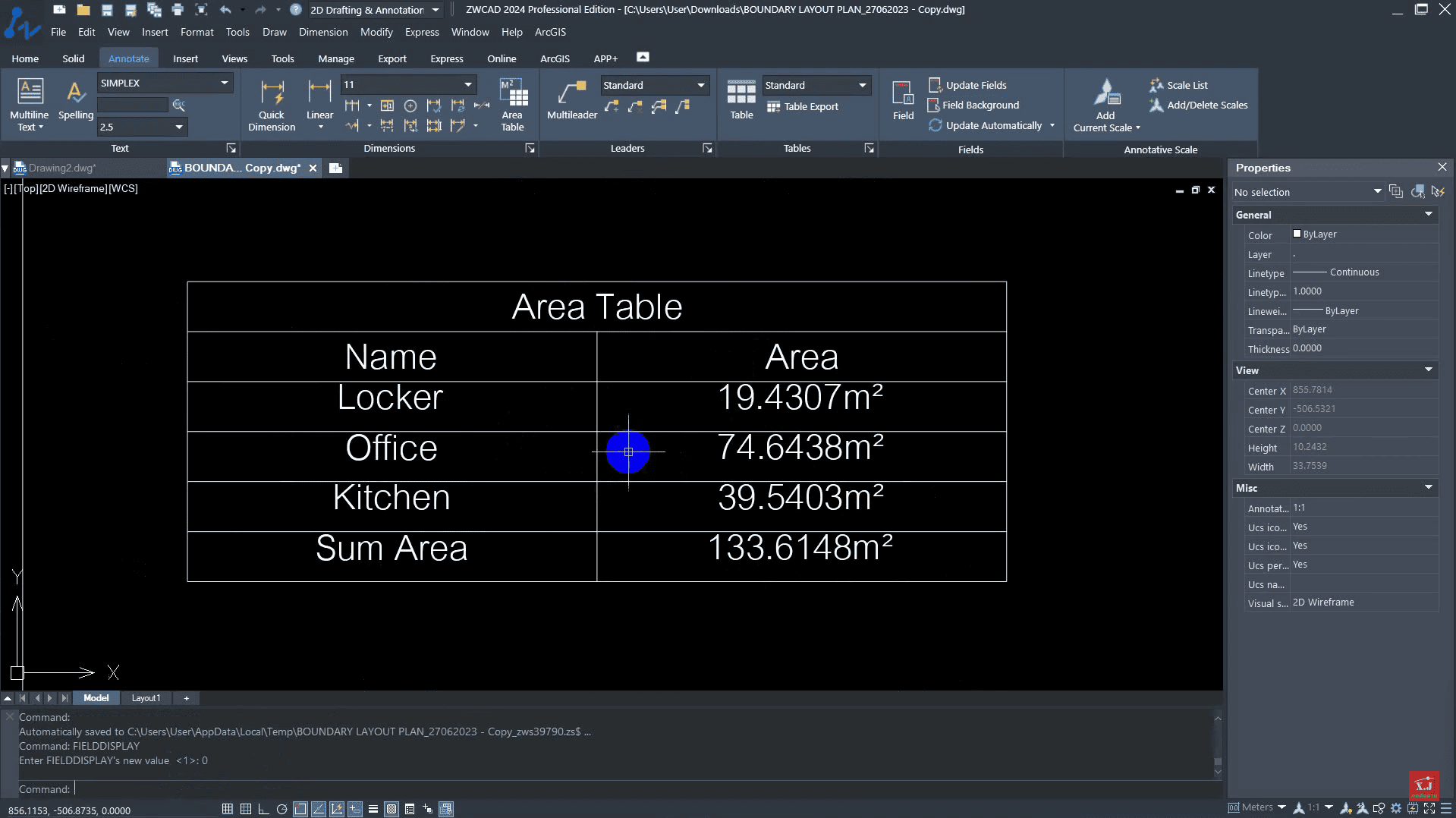 สร้างตารางบอกขนาดพื้นที่ | Area Table