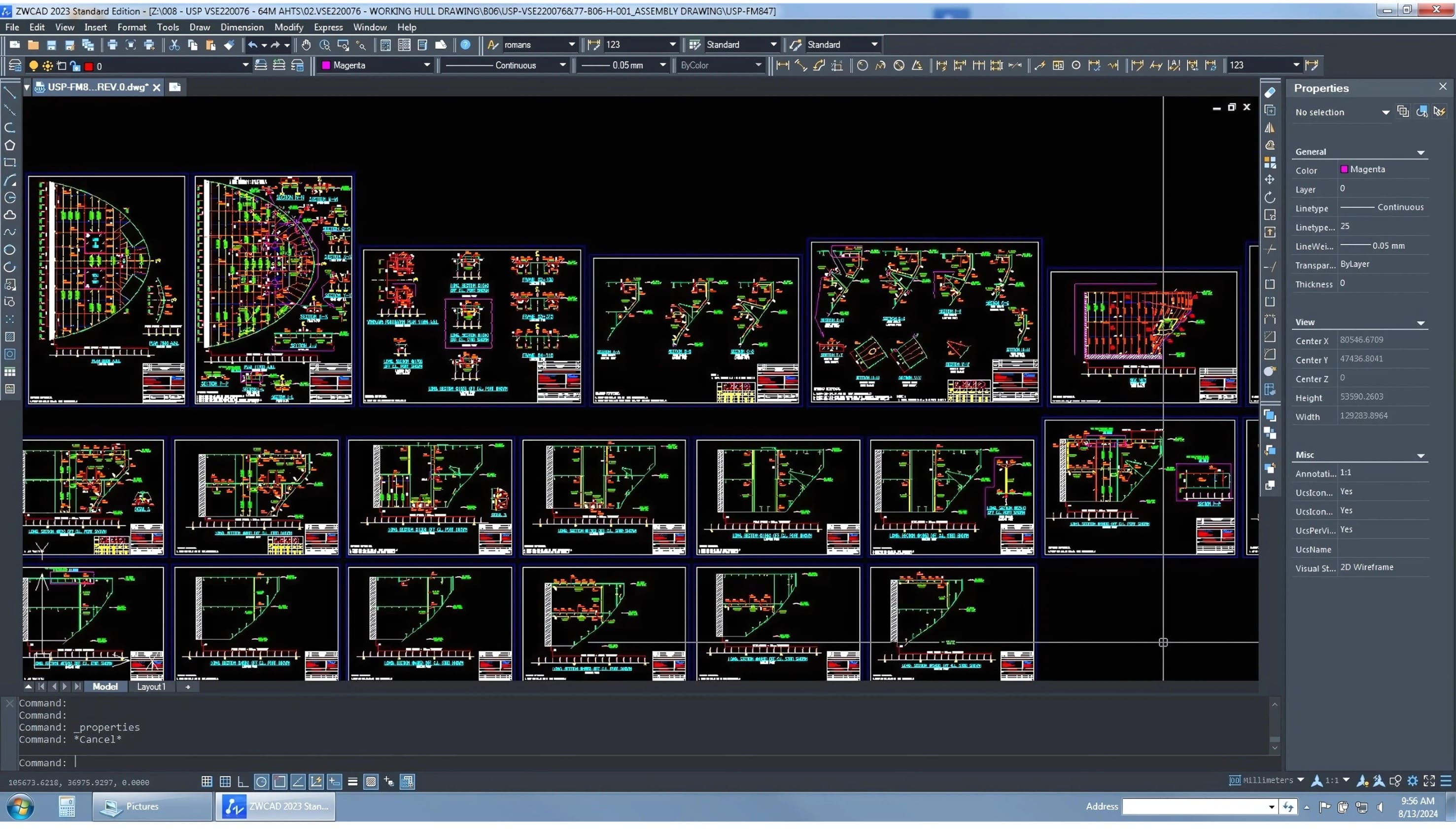 The process of setting up the model view before using the SmartPlot feature in ZWCAD