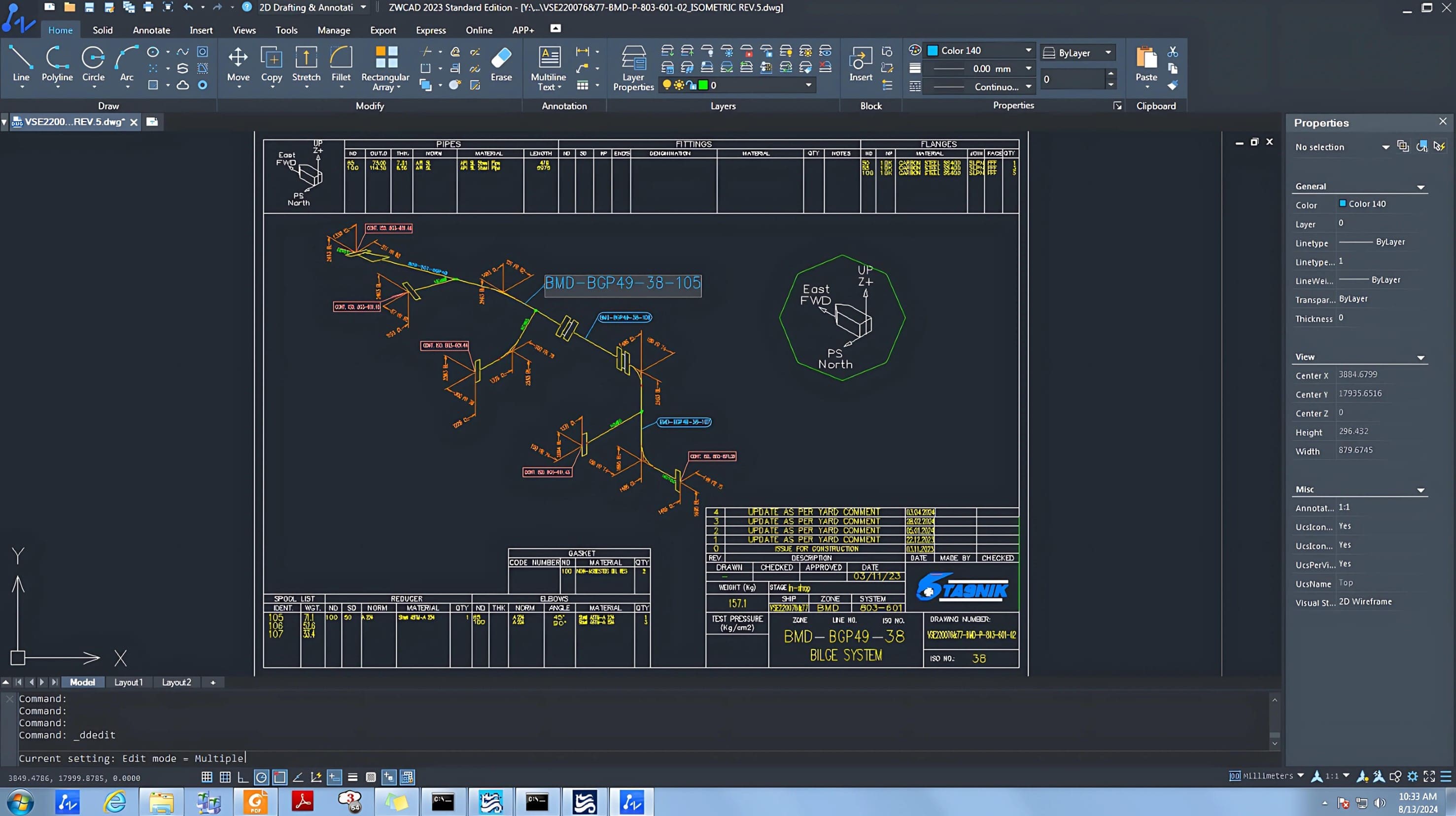 The process of redesigning detailed ship plans after exporting from Think3 and importing them into ZWCAD to apply the SmartPlot featu re.